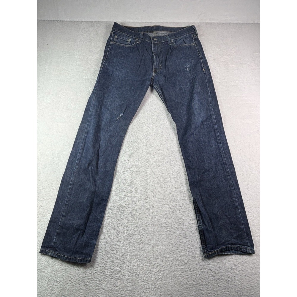 Levi's 513 Slim Straight Jeans Mens 33x32 Dark Wash Distressed Denim PC9-08513